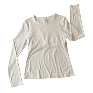 Yogalicious Heavenly Rib Kathleen Long Sleeve Top White Large (1015)